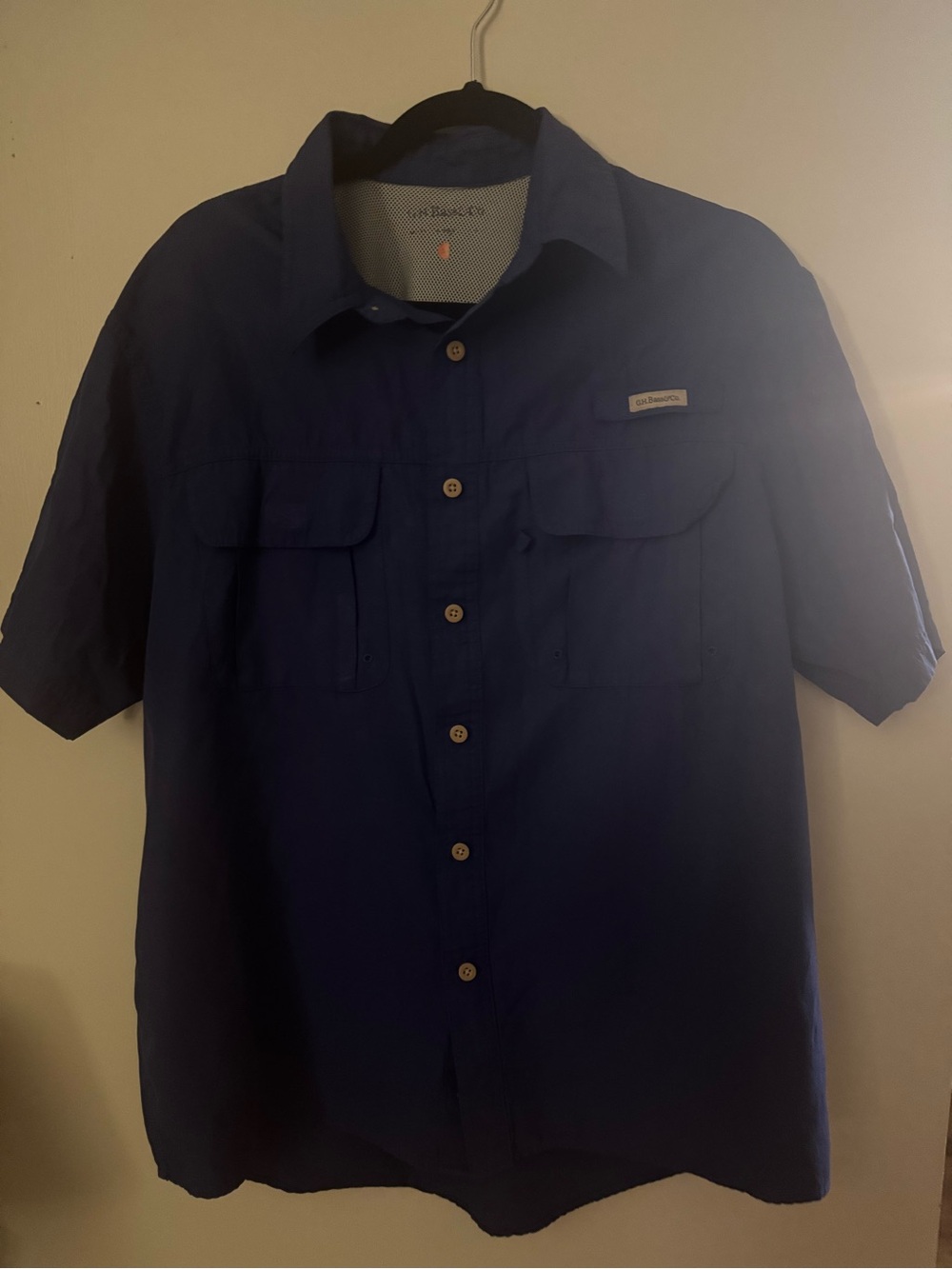 GH Bass Men's Short Sleeve Fishing Shirt - Navy Blue